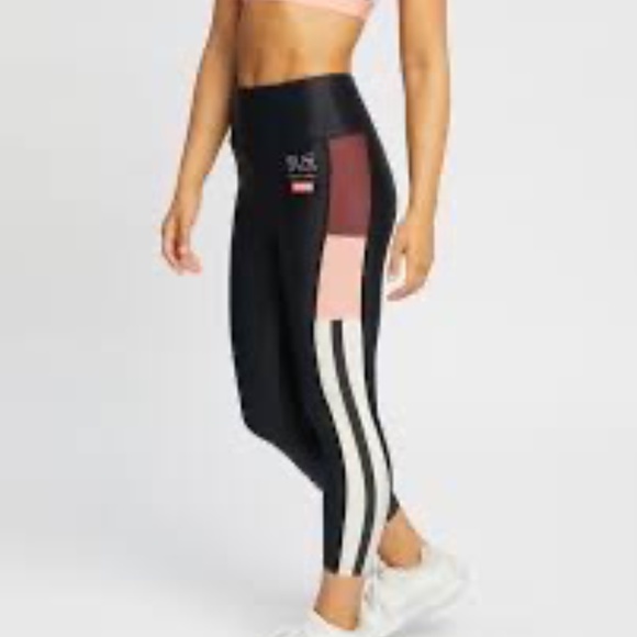 P.E Nation Colorblock Recycled Nylon Active Leggings Black Maroon Size XS - Picture 3 of 12